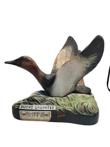Bottiglia di liquore Jim Beam Ducks illimitata 1979 vintage Mallard in volo bar vuota - Foto 5 di 9