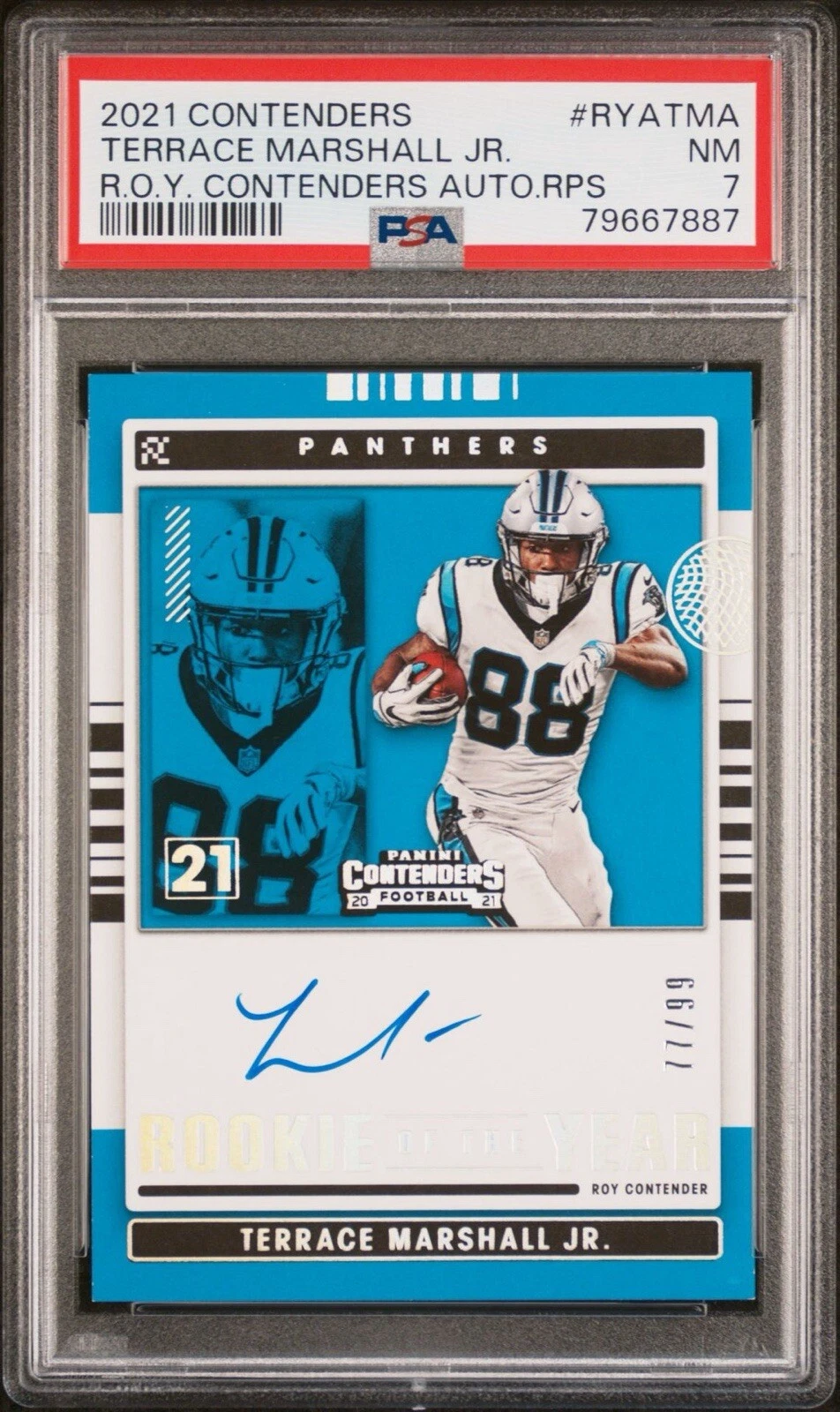 Terrace Marshall Jr. Panini Contenders Rookie of the Year Contenders Autographs Rps #RYATMA Base