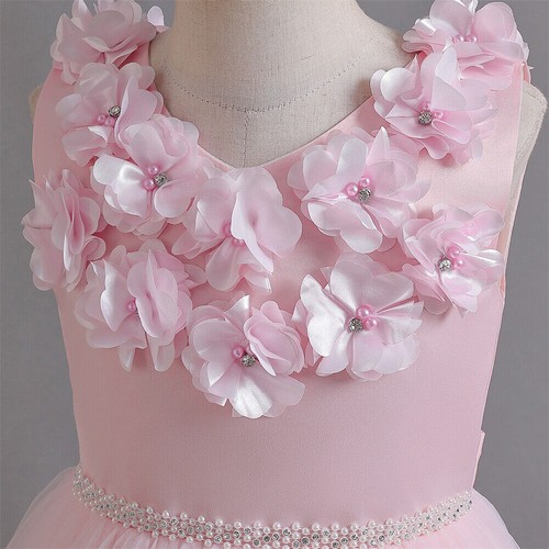 Kids Girls Tutu Princess Flower Tulle Wedding Party Prom Gown Pageant Bridesmaid - Picture 16 of 54