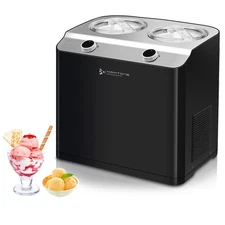 2 Flavor Ice Cream Maker, 2.6QT (2 x 1.3qt) Compressor Largest Capacity & Fas...