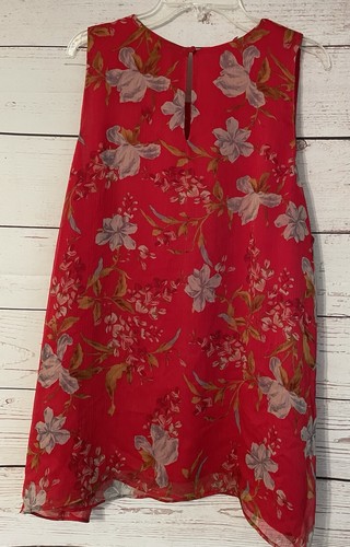 Vince Camuto Swing Tank Top Bluse Gr. XL rot geblümt transparent gefüttert - Bild 4 von 8