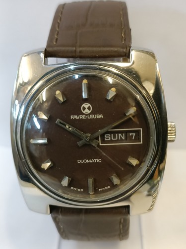 FAVRE-LEUBA DUOMATIC 17J AUTOMATIC BROWN DIAL 75043A SWISS MEN'S FULL WORKING
