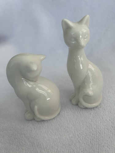 Pair Of Ceramic White Cat Figurines Vintage - Bild 7 von 8