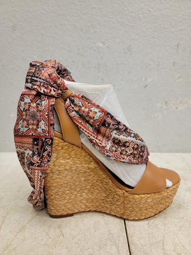 Alice + Olivia Tashia Sandalias de cuña alpargata de cuero envueltas en el tobillo talla 8 - Imagen 5 de 13