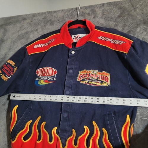 Vintage DuPont NASCAR Jeff Gordon 24 Flames 2001 Jacket Champion JH Chase Medium - Bild 14 von 20
