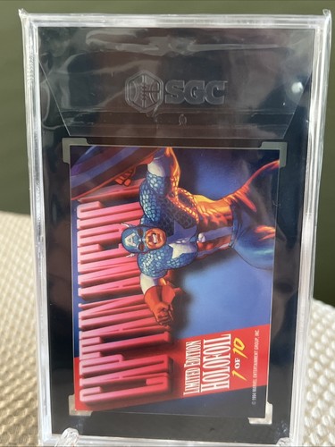 1994 MARVEL MASTERPIECES GOLD HOLOFOIL CAPTAIN AMERICA Classificato: 7 SGC - Foto 2 di 5