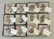 Complete Set Of Danforth Pewter 12 Days Of Christmas Spinner Ornaments