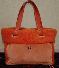 m1210 kate spade NY Leather & Shearling Bag Orange Excellent Condition
