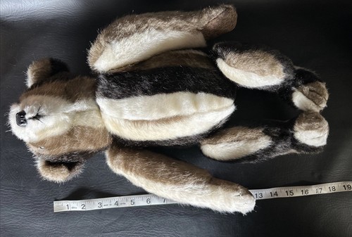 Nerz Pelz Gelenke Teddybär mittel 17 Zoll groß schwarz, creme & hellbraun weich Vintage Retro - Bild 14 von 18
