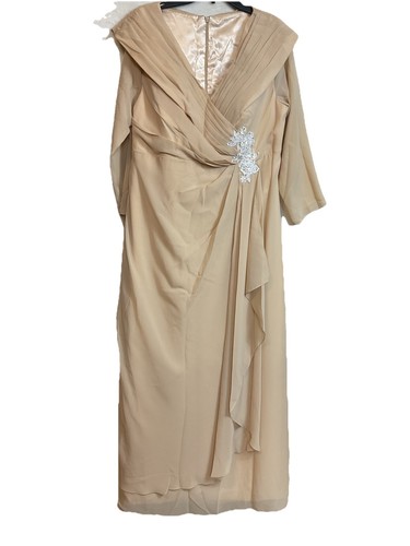 Make You Pretty More Tan MOB Formal Applique Sequins Embroidered Size 114X98 - Picture 1 of 7