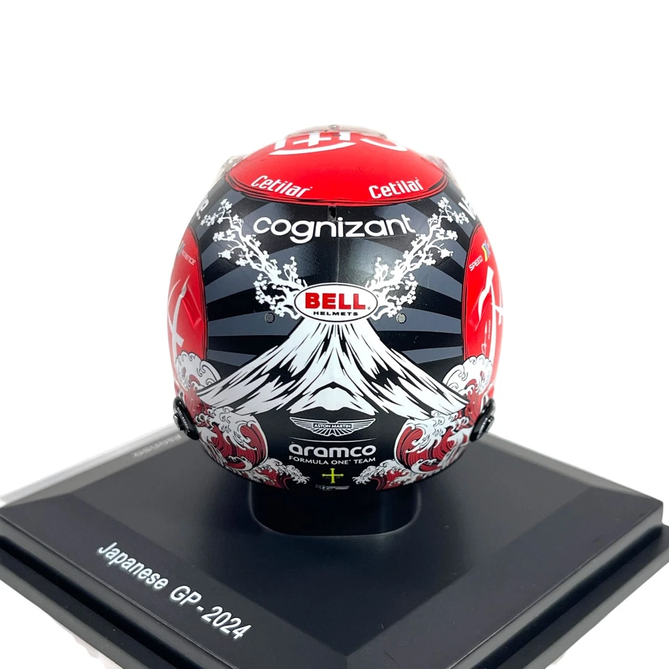 Mini Helmet Spark 1/5 Aston Martin Aramco F1 Team Fernando Alonso Japan GP 2024 - Immagine 3 di 4