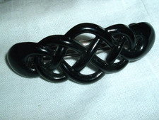 Vintage Black Lucite Twist 3.5" Hair Barrette