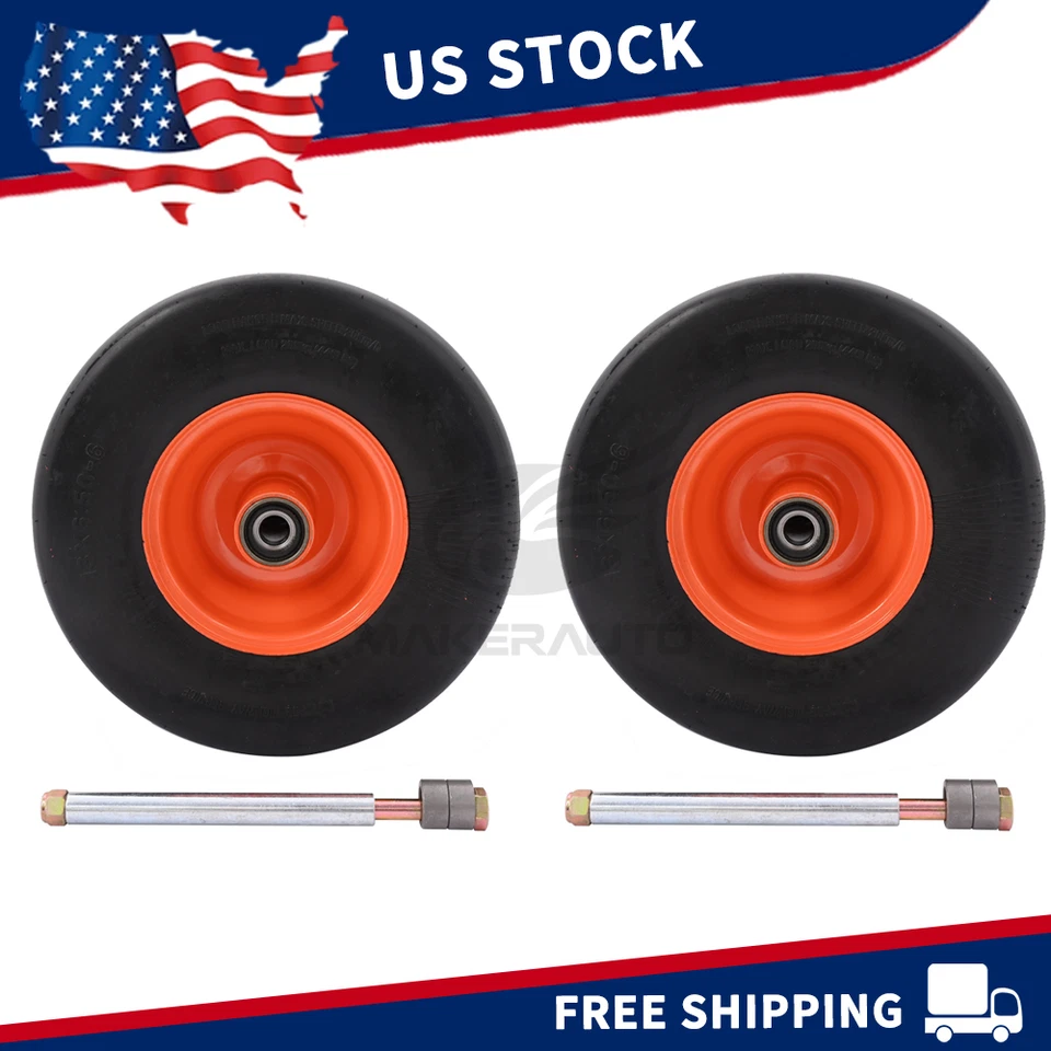 MAKERAUTO 2PK Flat Free Wheel Assembly for Scag 9278 483050 482504 13X6.50-6 13X6.5X6