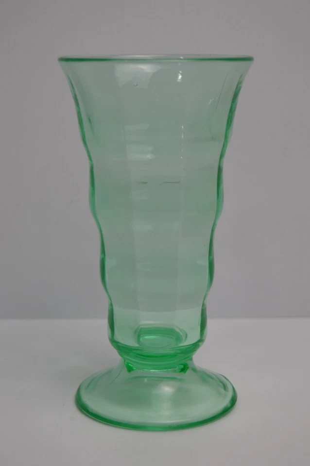 Taza gruesa óptica depresión verde vidrio helado uranio vintage BRILLA 7" Foto 4 de 4