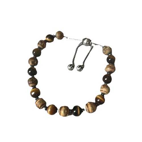 Gucci Tiger’s Eye & Bamboo Beaded Bracelet Sterling Silver New With Box & Bag - Picture 3 of 11