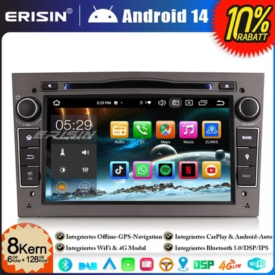 128GB Android 14 GPS Autoradio DAB+ Opel Astra H Corsa C/D Meriva Zafira Antara - Bild 1 von 4
