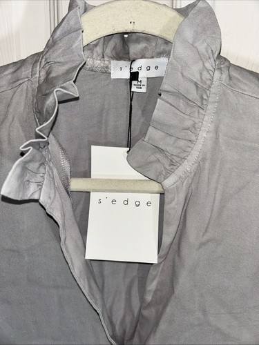 Blusa Sedge Mujer M Gris Mangas Campana Minimalista Neutro Ropa de Trabajo Viaje - Imagen 3 de 8