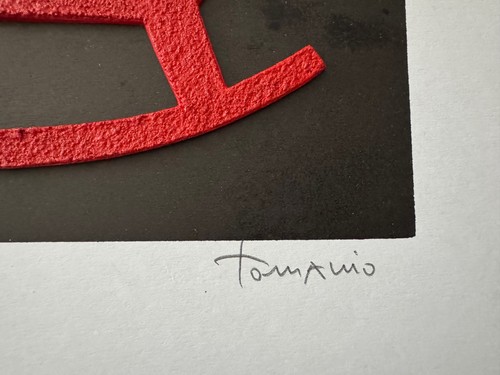 Giuliano Tomaino calcografia collages "Italo rosso" 43x36 firmata numerata - Imagen 2 de 5