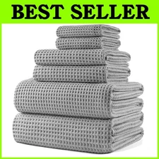 Oversize Waffle Weave Bath Towel Set, 6-Piece
