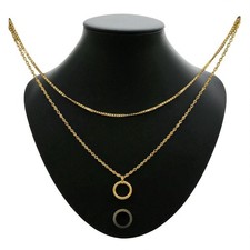 Gold plated double Layered Necklace with Open Circle Pendant - gift ready