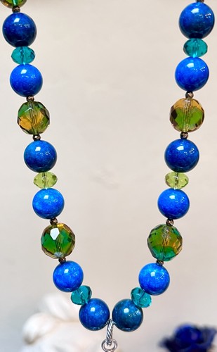 SCHÖNE Halskette Sterlingsilber Brillant blau-grün Apatit & Kunstglas - Bild 3 von 16