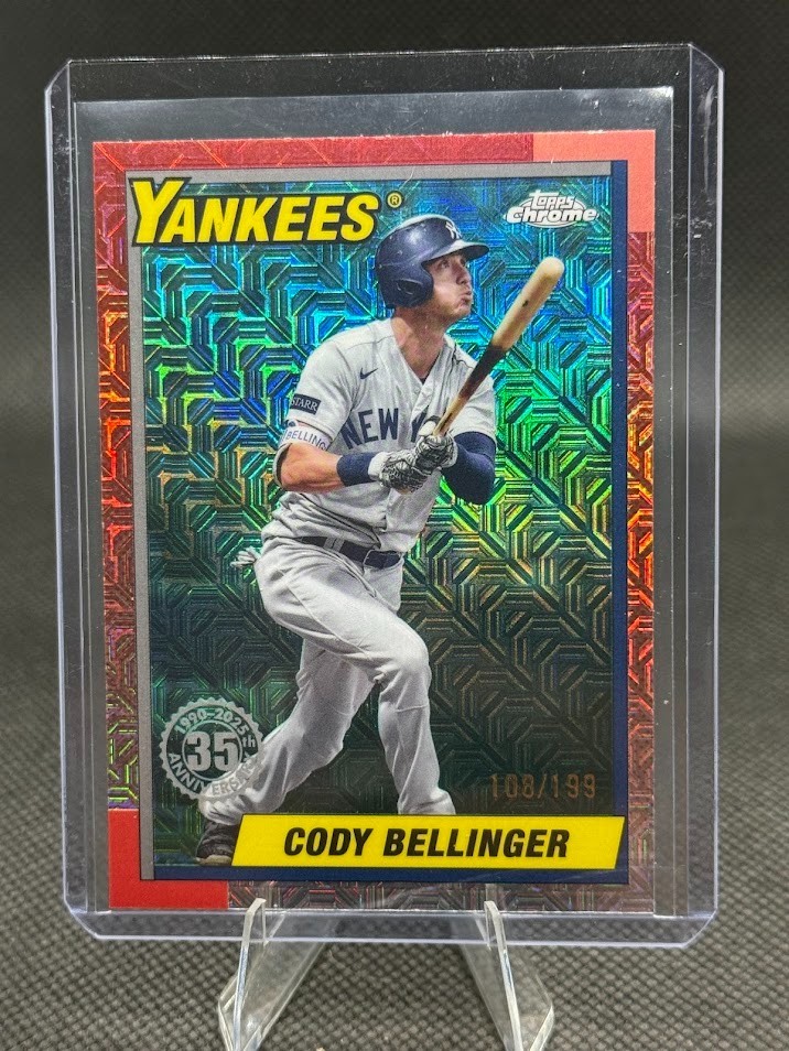 2025 Topps Series 2 Silver Pack Chrome Mojo 1990 Cody Bellinger Aqua/199