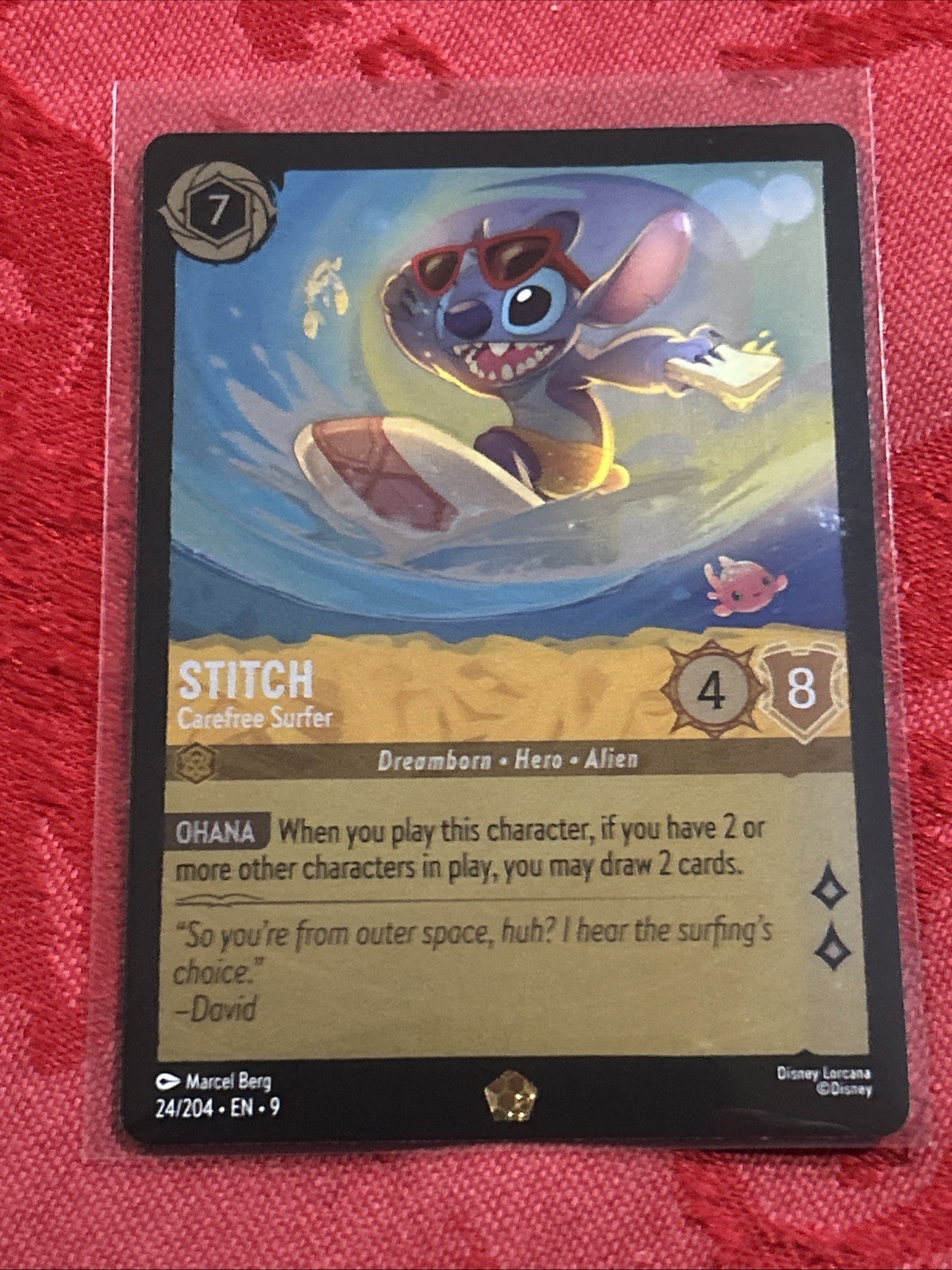 FOIL Lorcana Fabled - STITCH- Carefree Surfer - Legendary 24/204 M/NM FOIL