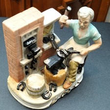 Hand Painted Ceramic Decorative Blacksmith at Anvil Figurine, Multicoloured