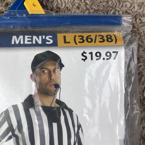 Schiedsrichter Kostüm Set Herren LARGE 36/38 Shirt Cap Pfeife Flagge Halloween Verkleiden - Bild 3 von 7