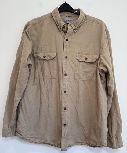 Carhartt Hemd Herren XL Beige Langarm Relaxed Fit Fort Lightweight Chambray