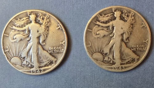 1942 and 1943 Walking Liberty Half Dollar Coins