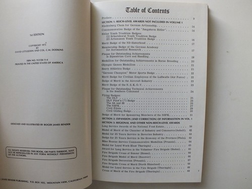 Orders, Decorations, Medals and Badges of the Third Reich, Vol. 2 (RJ Bender) - Picture 2 of 6