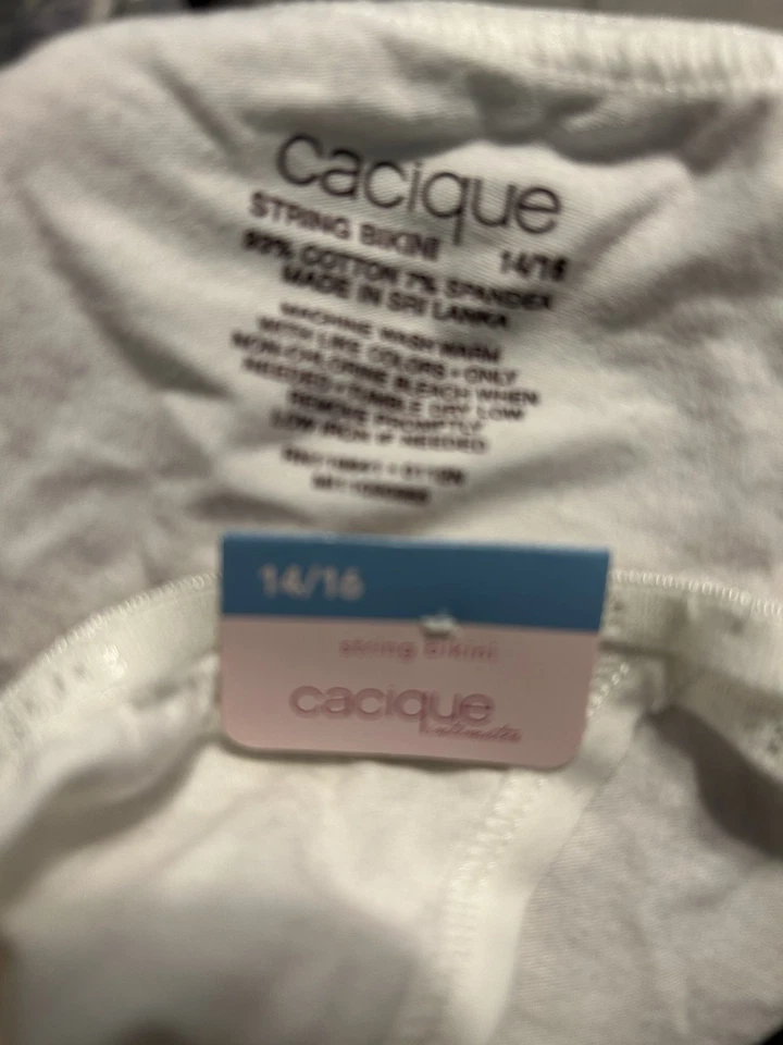 NWT Cacique Lane Bryant 14/16 White Smooth Comfort String Bikini Cotton Blend - Image 3 of 3