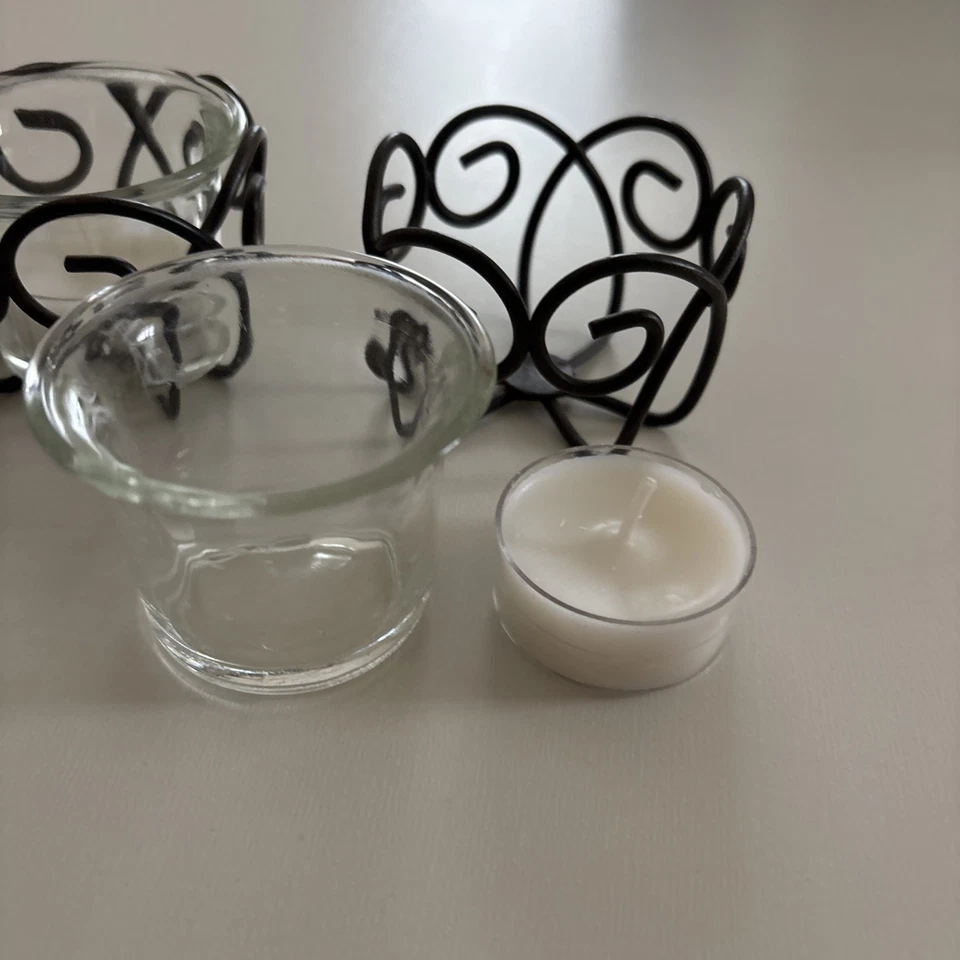 Лот из четырех металлических стеклянных подсвечников Southern Living Джеймстаун 40642 - Изображение 4 из 4