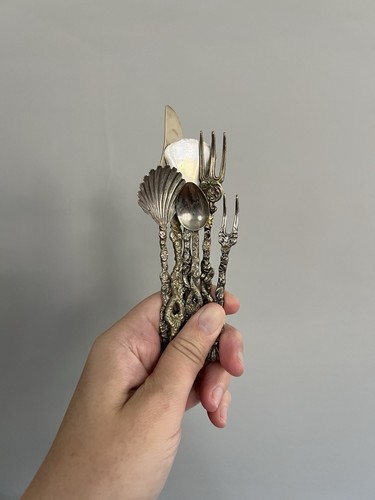 Vintage Set Of 6 Ornate Mini Metal Utensils - Afbeelding 2 van 11