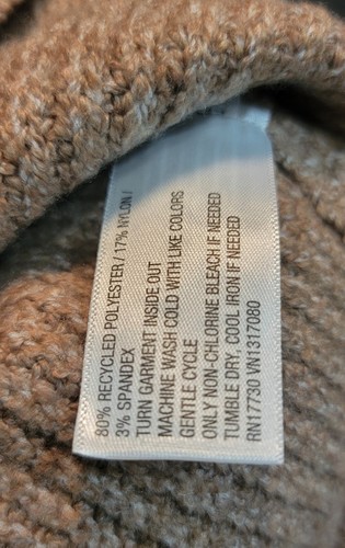 Neu ohne Etikett Wild Fable angedeuteter Rollkragenpullover hellbraun Langarm Zopfmuster Crop L - Bild 7 von 8