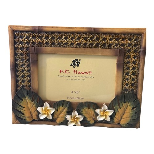 KC Hawaii Picture Frame Floral Basketweave 4x6 Photo Hawaii Memories - Picture 2 of 6