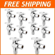 10-Piece Brass Angle Stop Valve Set, 1/4 Turn Shut Off