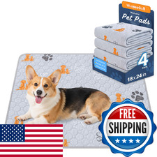 Wanpeegoo Washable Pee Pads For Dogs 4 Pack Absorbent Reusable Training Dog