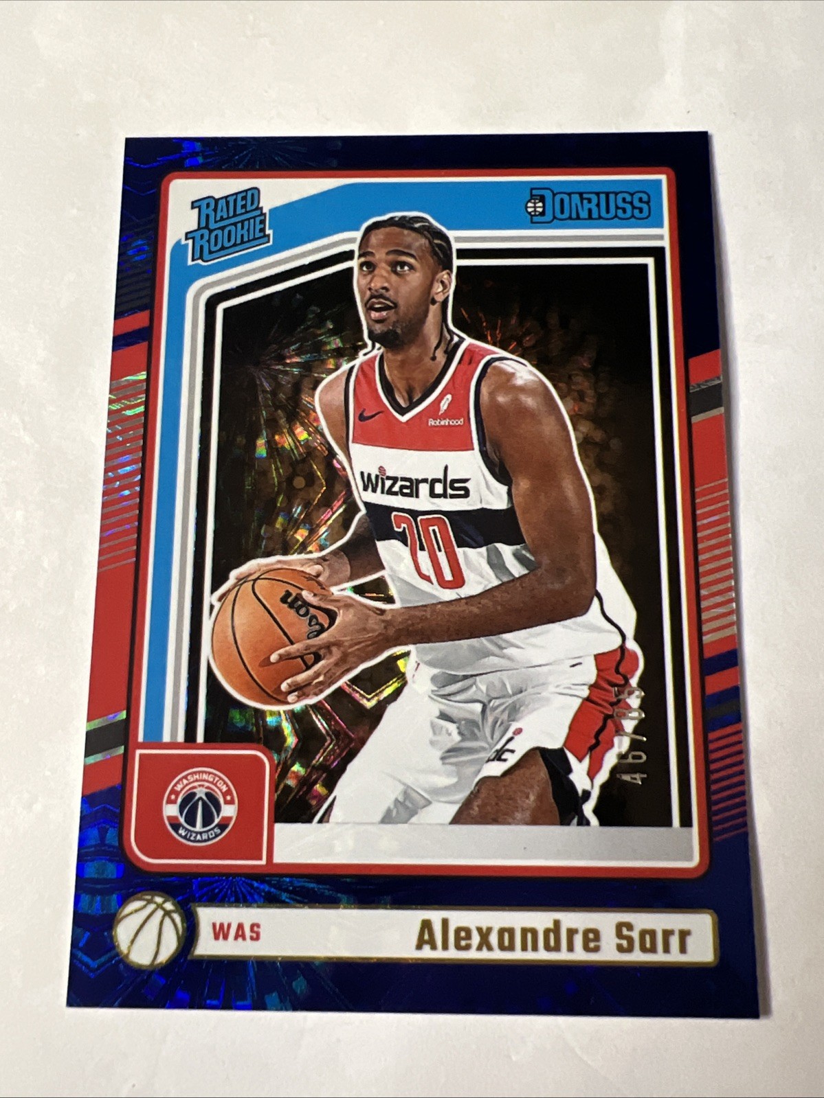 Alexandre Sarr 2024-25 Panini Donruss Blue Fireworks Rated Rookie /85 #215 RC