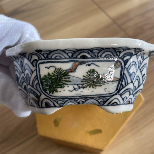 Bonsai Pot Kuwazu Koseki Rectangular Bird Pine 12cm x 15.5cm x 5cm - Picture 4 of 8