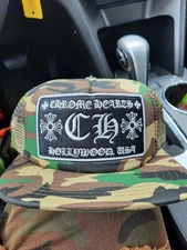 chrome hearts camo trucker hat