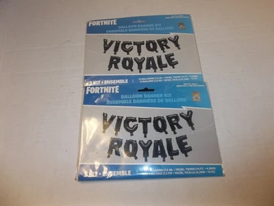 2 Pk Fortnite Victory Royale Balloon Banner  7" Balloons Kit  14 ft Banner - Image 1 of 2