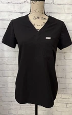 Figs XS Catarina Black One Pocket Scrub Top Classic Fit Medical Work Wear V Neck