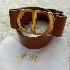 Christian Dior Belt CD Logo color Gold Metal FittingsWomen Ladies Japan Auth