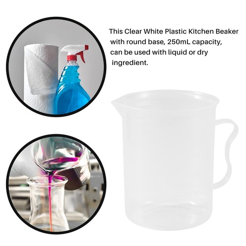 Measuring Jug 250mL Graduated Beaker Clear White Plastic Cup F5G61351 - Picture 9 of 9