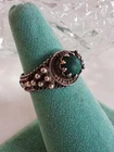 Vintage Eilat Stone Cannetille Filigree Holy Land Ring Size 8 Sterling Silver