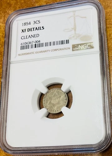 1854 Three Cent Silver NGC XF details.