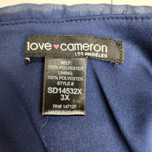 Love Cameron Los Angeles Navy White Tan Color Block Chevron Dip Dress Women's 3X - Picture 8 of 8