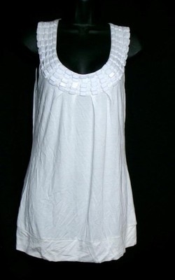 NEW Cache Size M 8 10 Tunic Top Off-White Front Beading Sleeveless MSRP $68
